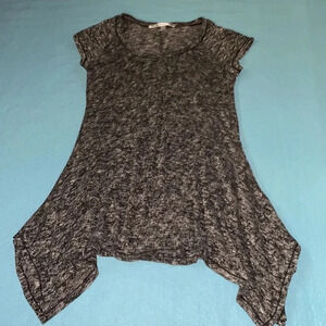 STUDIO M knit tunic sweater stretchy lightweight heather black gray size S